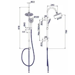 Colonna doccia Aruba tonda 3 getti cromo