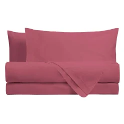 Completo letto matrimoniale Burgundy tinta unita 100% cotone