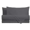 Completo letto matrimoniale grigio scuro tinta unita 100% cotone