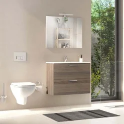 Composizione bagno mobile sospeso Sara 80 cm lavabo specchio LED Cordoba