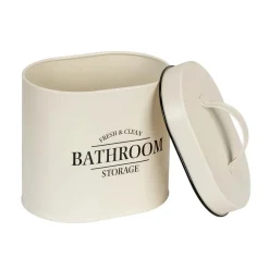Contenitore da bagno con coperchio Uri ovale beige