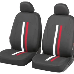 Coprisedili auto nero con striscia bianca e rossa 8 pezzi