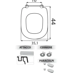 Copriwater a D SIT701FTP in termoindurente dedicato bianco