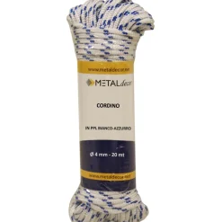 Corda in polipropilene ø 4 mm x 20 mt bianca/azzurra