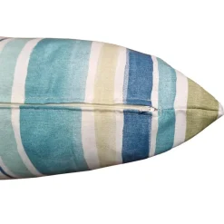 Cuscino bombato rettangolare arredo a righe azzurro 60x40 cm