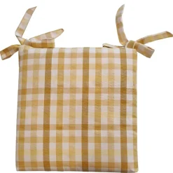 Cuscino coprisedia sfoderabile con lacci quadri 40x40x5 cm giallo