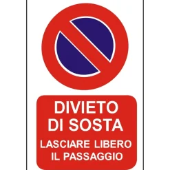 EcoTarga "Divieto di sosta lasciare libero il passaggio" 20 x 30 cm