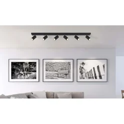 Faretto Globo Robby a 6 luci nero opaco 1150x60x120 mm