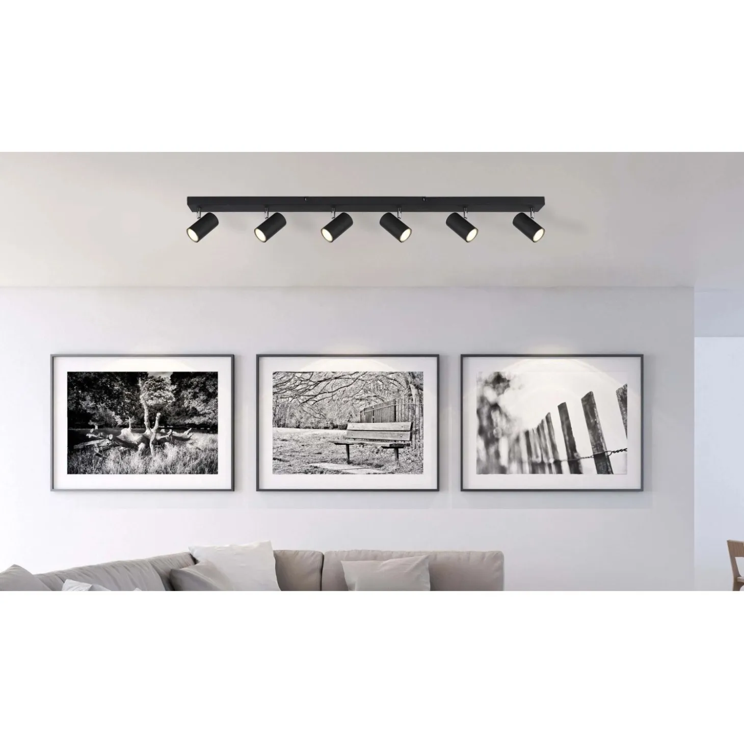 Faretto Globo Robby a 6 luci nero opaco 1150x60x120 mm