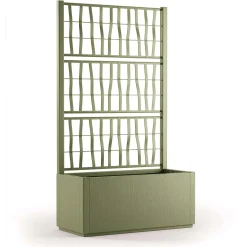 Fioriera da esterno c/grigliato Ethica in plastica verde oliva H140x80x36 cm