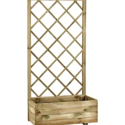 Fioriera da esterno con grigliato Ecoflora in legno 70x35x140 cm