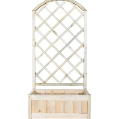 Fioriera da esterno con grigliato in legno naturale 80x39x169H cm