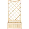 Fioriera da esterno con grigliato in legno naturale 80x39x146H cm