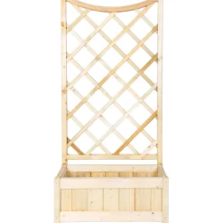 Fioriera da esterno con grigliato in legno naturale 80x39x146H cm