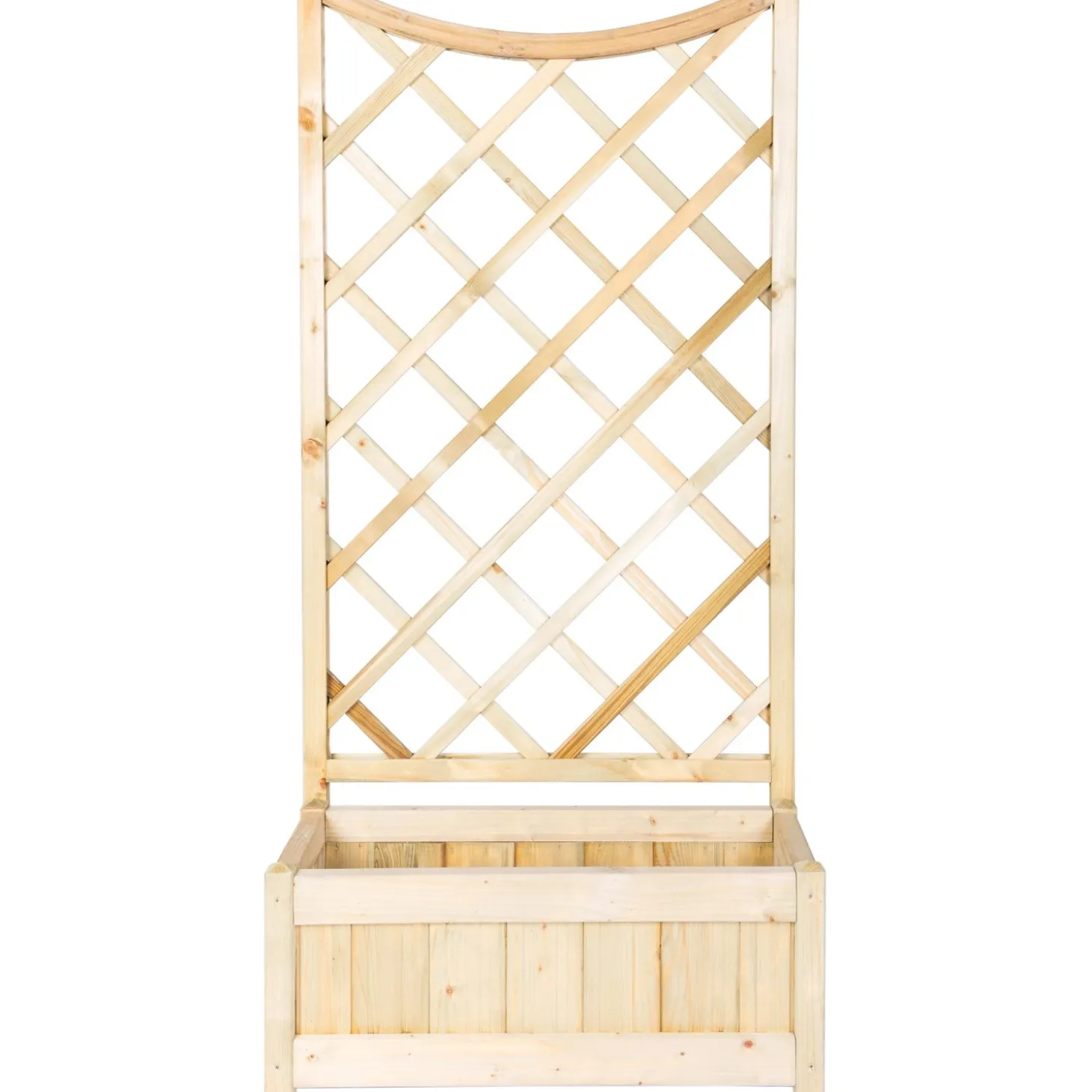 Fioriera da esterno con grigliato in legno naturale 80x39x146H cm