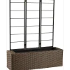 Fioriera da esterno con grigliato in polyrattan antracite 69x21x87 cm