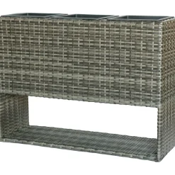 Fioriera da esterno rialzata Wicker in vimini 60x28x83 cm grigio
