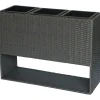 Fioriera da esterno rialzata Wicker in vimini 60x28x83 cm grigio scuro