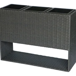 Fioriera da esterno rialzata Wicker in vimini 60x28x83 cm grigio scuro