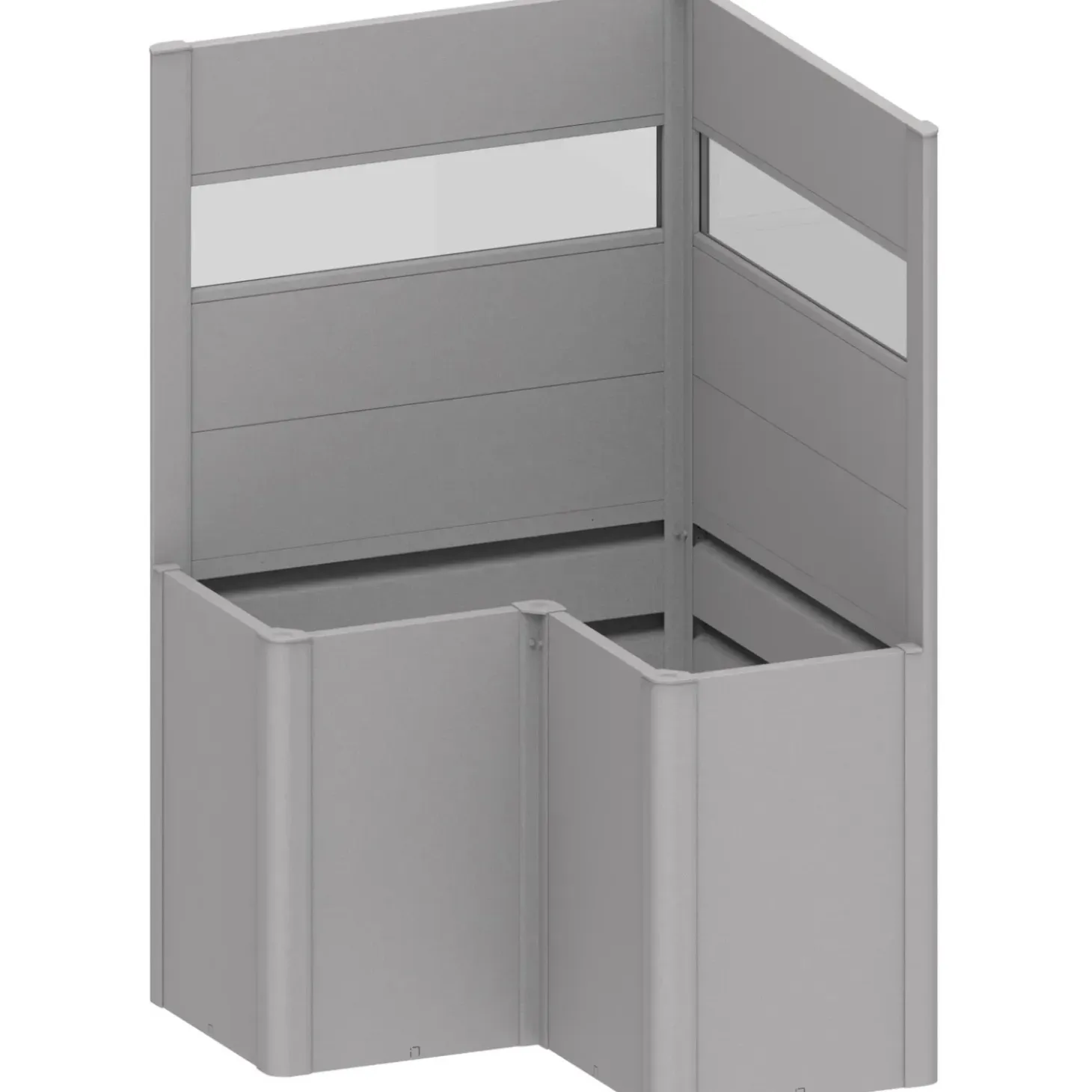 Fioriera frangivista Belvedere Biohort a L con vetro 100 cm Argento met 2 pz
