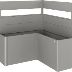 Fioriera frangivista Belvedere Biohort a L con vetro 150 cm Gri quarz met 2 pz