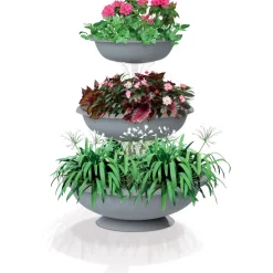 Fontana con ciotole set 3 pz Bama grigio 50x64 cm