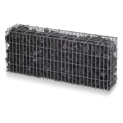 Gabbione in metallo con granulati nero ebano 10 kg 100x25x50 cm