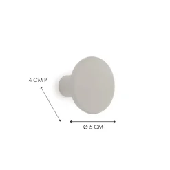 Gancio in poliresina rotondo colore grigio diametro 5 cm