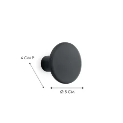 Gancio in poliresina rotondo colore nero diametro 5 cm