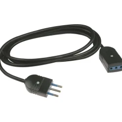 H05VV-F 3 x 0,75 mm² prolunga con spina e presa 10 A 3 m nera
