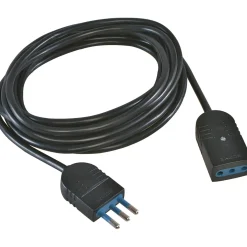 H05VV-F 3 x 0,75 mm² prolunga con spina e presa 10 A 5 m nera