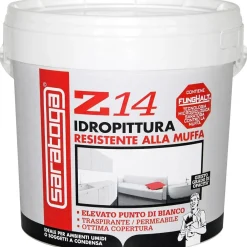 Idropittura Traspirante Saratoga resistente alla muffa Z 14 bianco 4 l