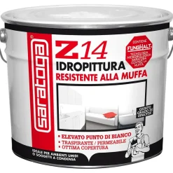 Idropittura Traspirante Saratoga resistente alla muffa Z 14 bianco 10 l