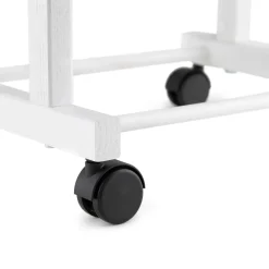 Indossatore doppio in legno bianco con rotelle