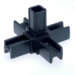 Innesto tubo quadro 5 vie 20x20 mm nero