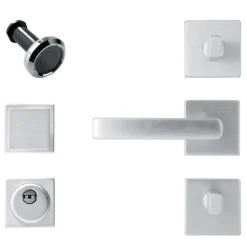 Kit maniglieria quadra alluminio argento