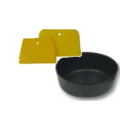 Kit recipiente stucco basso + 2 spatole rasature gialle 6 e 12
