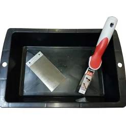 Kit stuccatura con cassoncino in plastica nero 3 lt e 2 spatole stucco