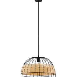 Lampada a sospensione Eglo a 1 luce Anwick Ø 50 cm Nero naturale