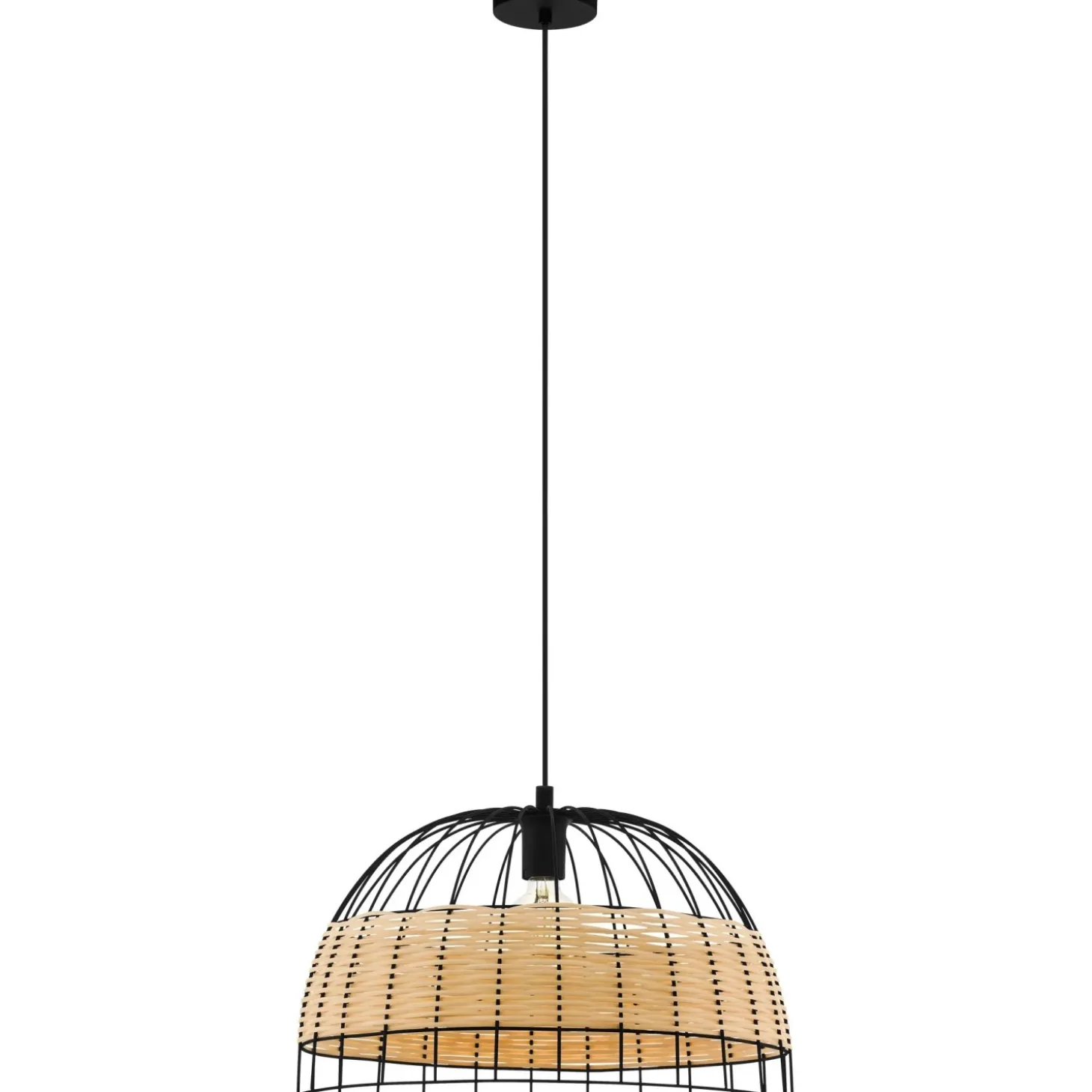 Lampada a sospensione Eglo a 1 luce Anwick Ø 50 cm Nero naturale