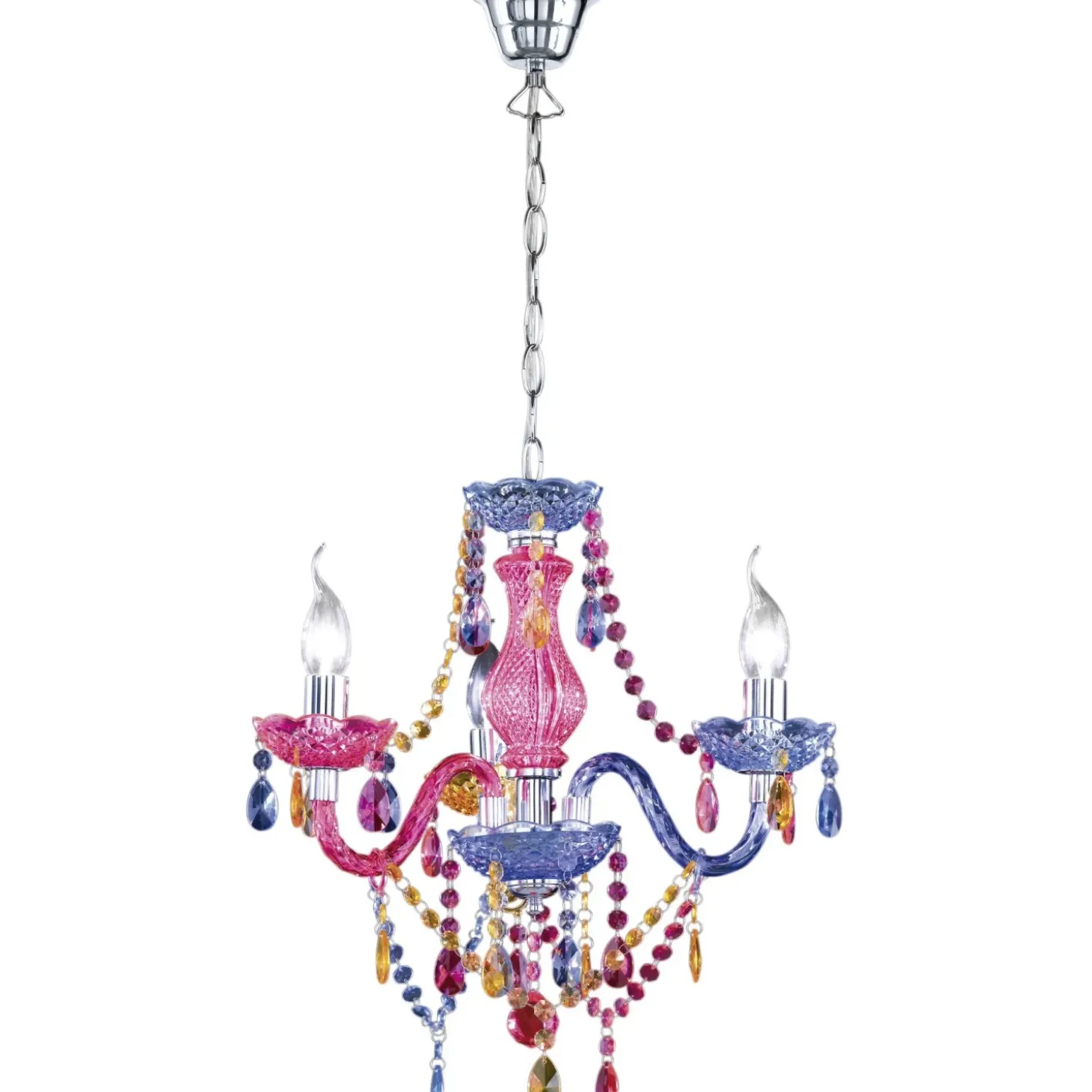 Lampadario a sospensione Luster 3 luci E 14 acrilico colorata Ø 40x150 cm