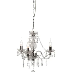 Lampadario a sospensione Luster 3 luci E14 40W acrilico trasparente Ø 40 cm