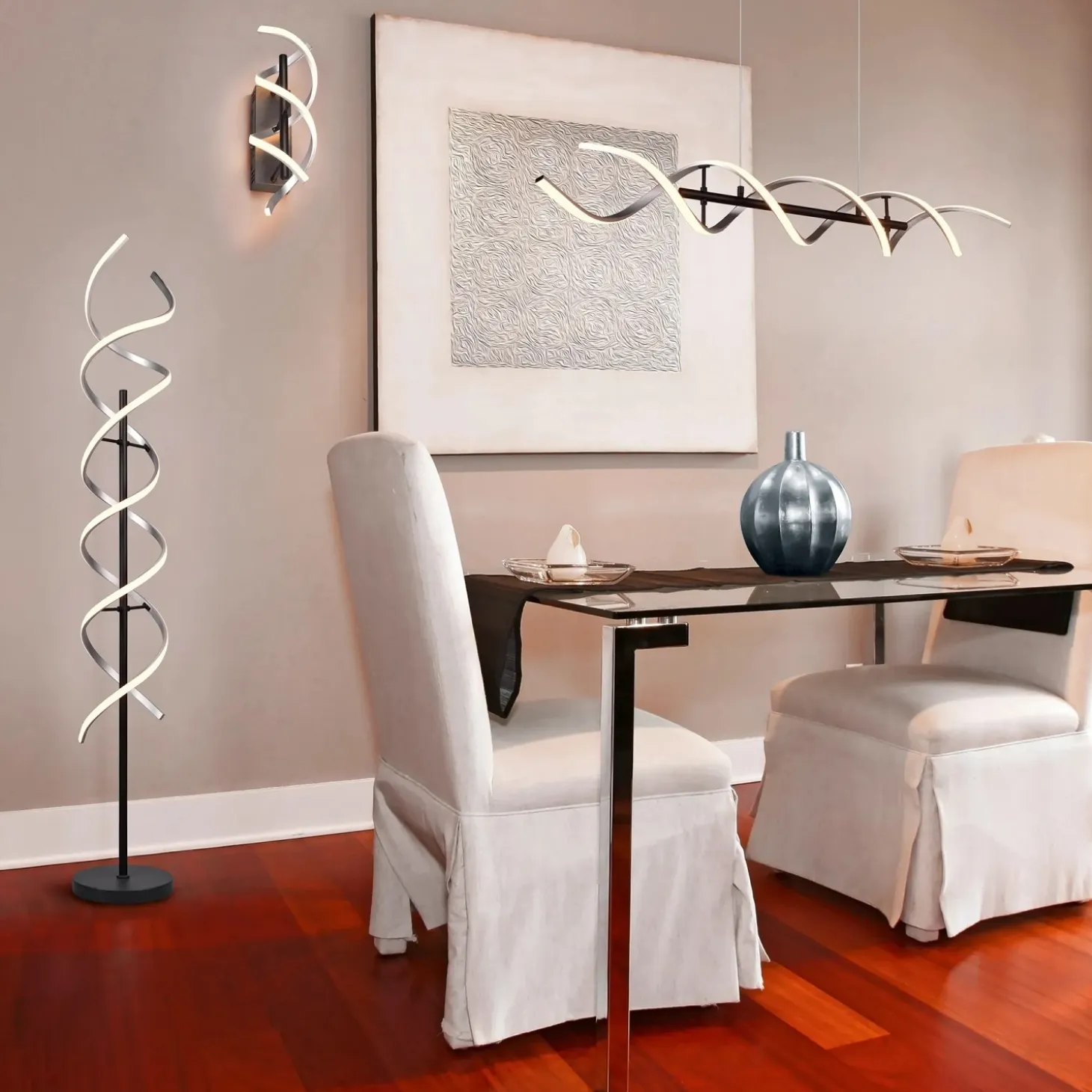 Lampadario a sospensione Sequence LED regolabile con spirale in metallo Ø 105 cm