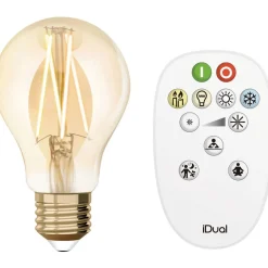 Lampadina LED A60 iDual Smart Home a filamento con telecomando ambra