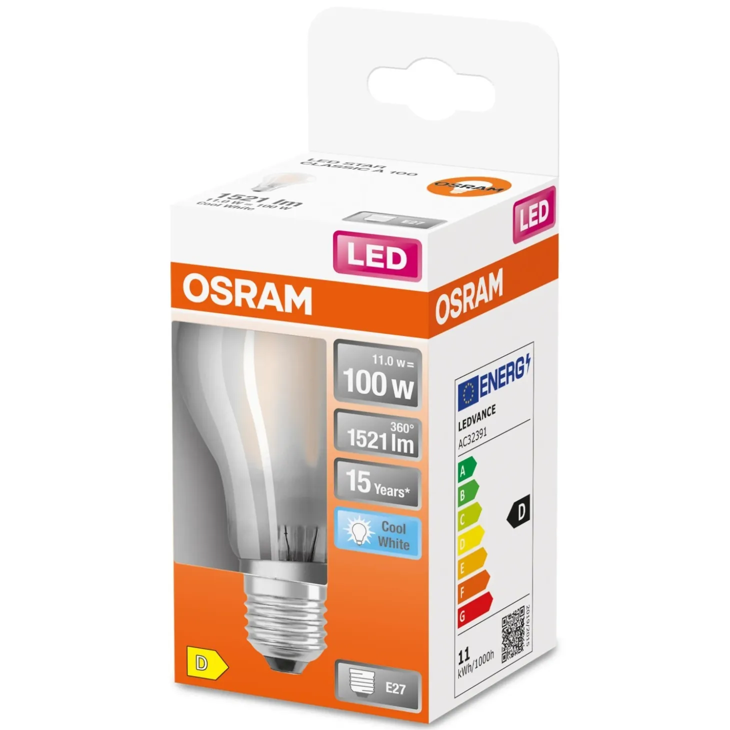 Lampadina LED E27 a goccia smerigliata Osram Star 1521 lm bianco neutro