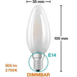 Lampadina LED E14 forma a candela Osram 806lm bianco caldo