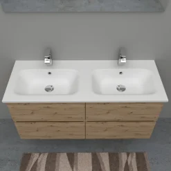 Lavabo bianco in mineralmarmo 120 cm doppia vasca
