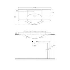Lavabo consolle integrale ceramica 105 cm bianco