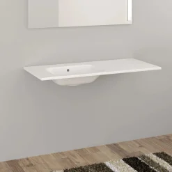 Lavabo da incasso con vasca a sinistra 121x46 cm (80+40) mineral bianco