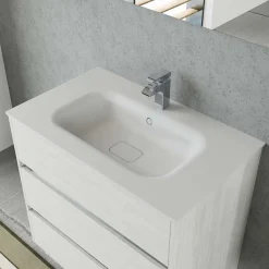 Lavabo da incasso con vasca integrata Ocritech 86x51,2 cm bianco opaco